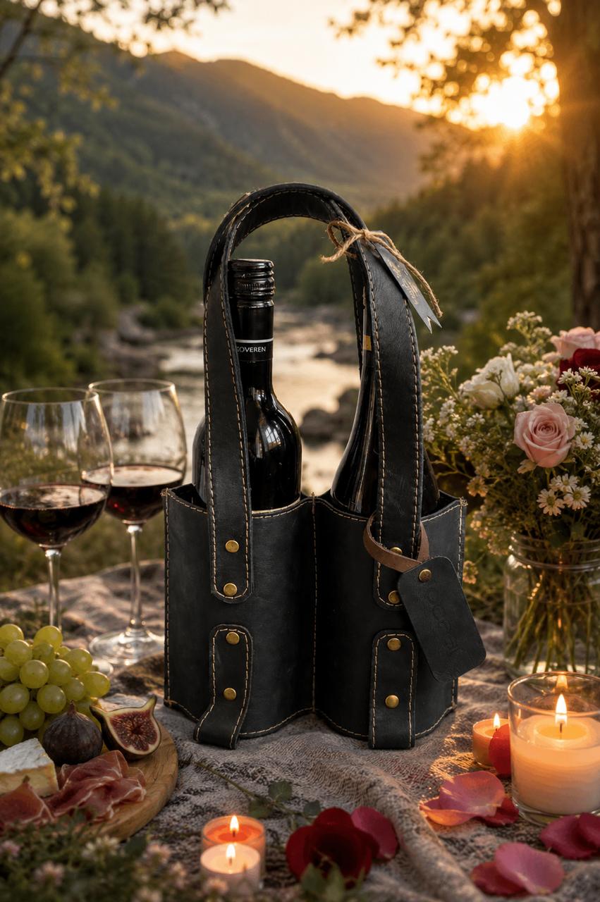 locaal 100% Leather, Double Wine Bag/Carrier