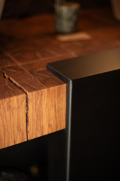 American white Oak Server with steel legs. 1.8m x 900mm x 450mm