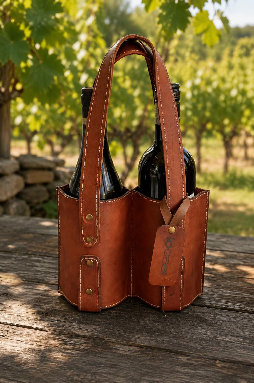 locaal 100% Leather, Double Wine Bag/Carrier