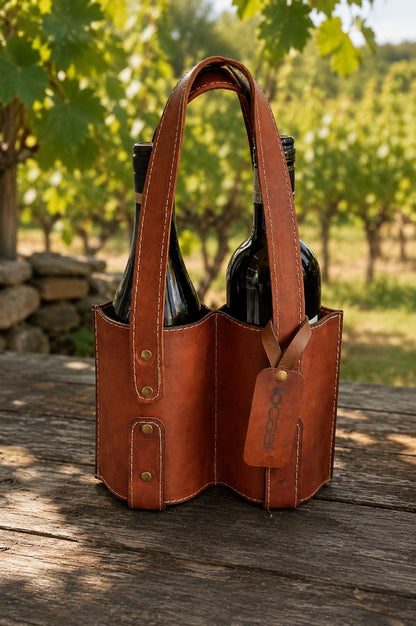 locaal 100% Leather, Double Wine Bag/Carrier