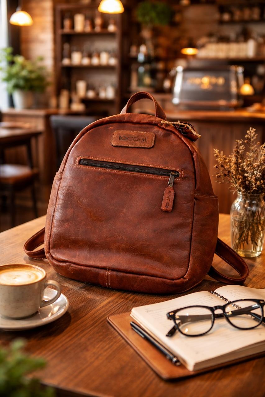 locaal 100% Leather Medium Travel Backpack