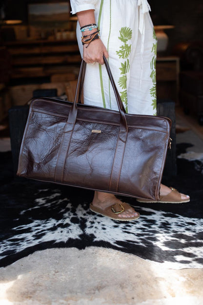 100% Leather Weekender Bag-June
