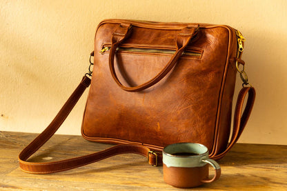 100% Leather Laptop Bag-Michael