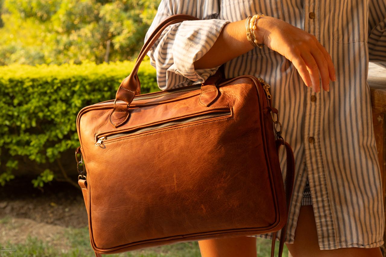 100% Leather Laptop Bag-Michael