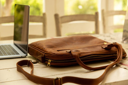 100% Leather Laptop Bag-Michael