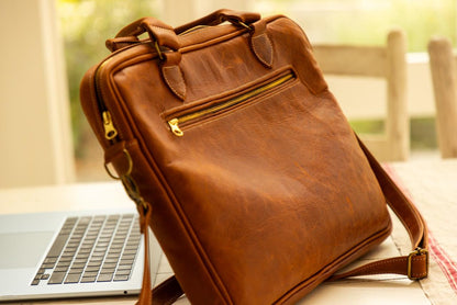 100% Leather Laptop Bag-Michael