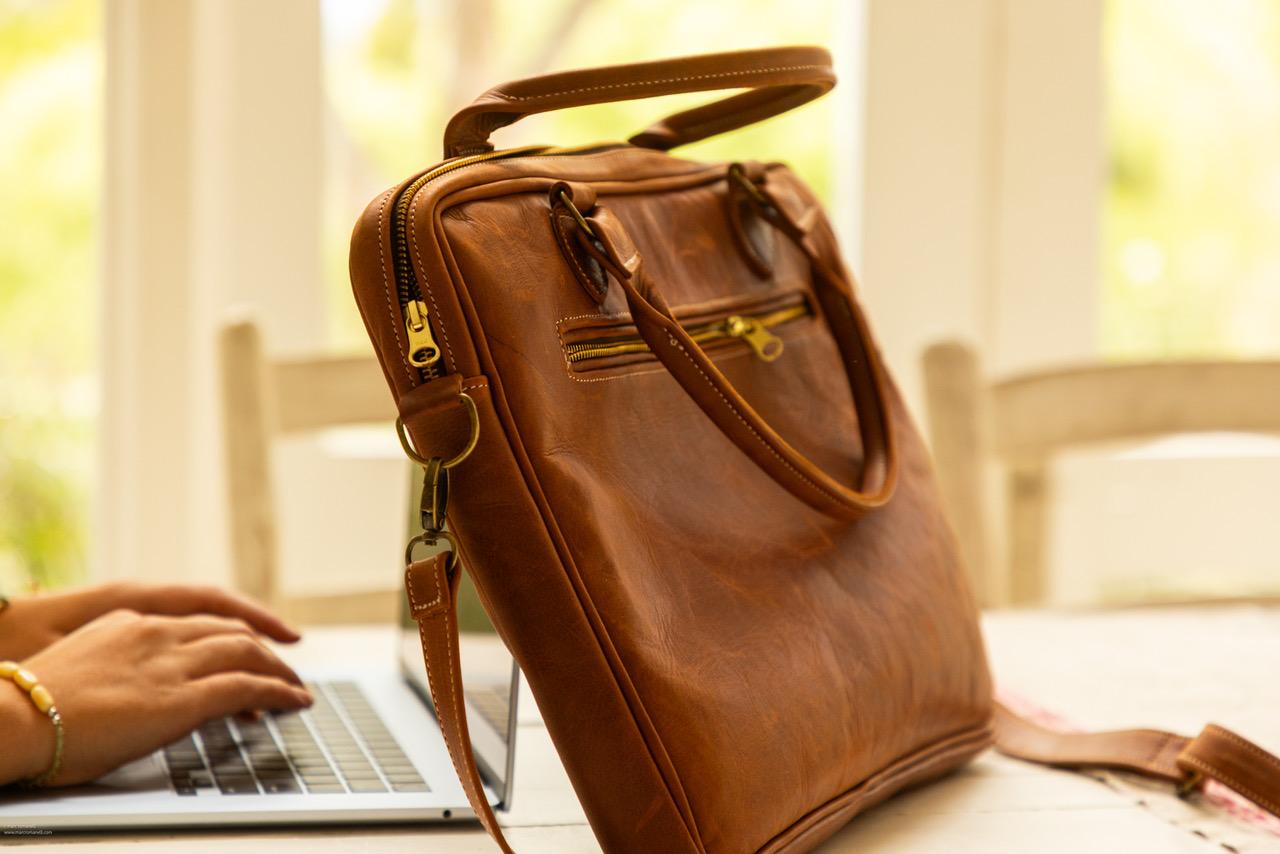 100% Leather Laptop Bag-Michael