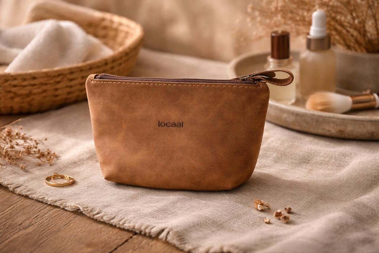 locaal 100% Leather Makeup Bag